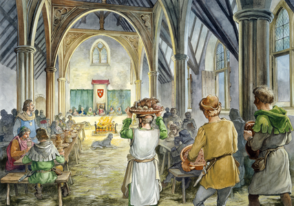 Helmsley Castle - the interior of the 14th century hall, 2004 (w/c on paper)