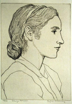 Portrait of Daisy Holloway (engraving on paper)