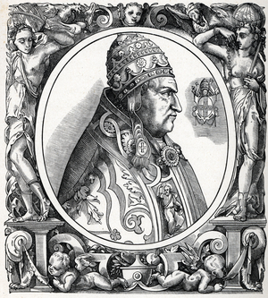 Portrait of Pope Pius II (enea silvio piccolomini) (1405-1464) (Portrait of Pope Pius II) Engraving from the school and science” 1887