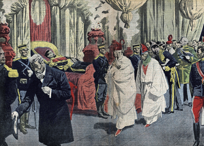 End of the Meiji era: the funeral of the Japanese emperor Meiji or Mutsuhito (1852-1912), Tokyo, Japan, June 1912” (Funeral of emperor Meiji the great, June 1912) from “” Le pelerin, 11/08/1912 Private collection