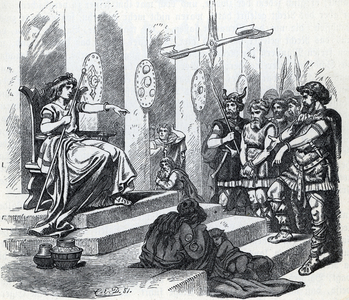 Norse mythology: God Forseti Seated in Judgment Engraving from “Nordisch-Germanische Gotter und Helden” by Wilhelm wagner 1901