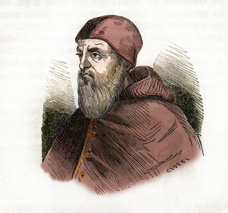 Representation of Pope Clement VII (Clemente ou Clemens ou Giulio di Giuliano de Medicis) (1523-1534) Drawing from “Misteri del Vaticano” by Franco Mistrali