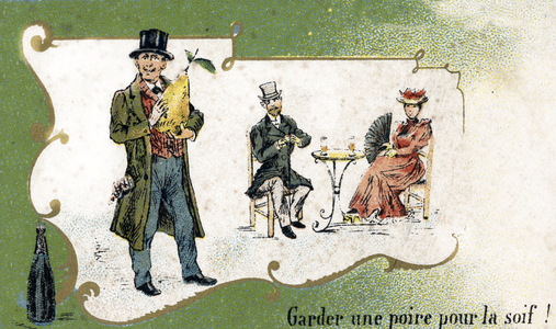 Image or idiomatic expression: keep for a rainy day. Late 19th century (chromolithograph)