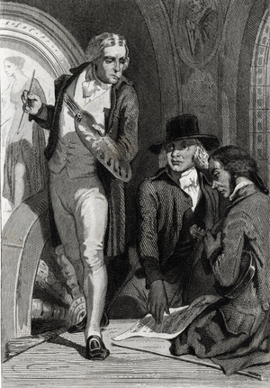 The artists of the Revolution: Jacques-Louis David, Francois-Joseph Gossec  and the poet Marie-Joseph Chenier, 1843 (engraving)