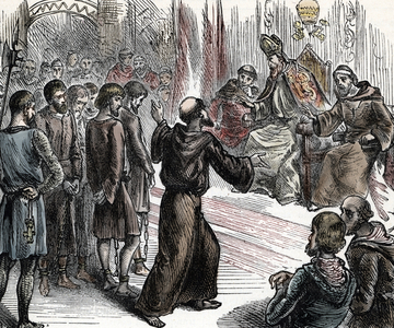 Process of the Order of the Temple in England circa 1308 - 1309 (Trial of the templar knights in England, 1308 - 1309). 19th century (engraving)