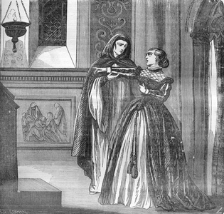 Catherine de Lorraine (1552-1596) conspiring with Jacques Clement, c.1589 (engraving)