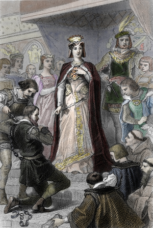 Representation of Queen Isabella Iere of Castile (known as the Catholic) (1451-1504) and King Ferdinand II of Aragon (1452-1516) (Queen Isabella I of Castile and king Ferdinand II of Aragon). 19th century (engraving).
