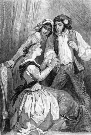 Madame de Saint Brice and the Duchess of Tourzel, ladies of companion of Marie Antoinette, Savied by Pierre-Louis Manuel (1751-1793) (Louis Pierre Manuel helping madame de Brice and madame de Tourzel in prison of the temple) Engraving from “Les francais sous la revolution” by Challamel and Tenint, 1843 Private collection Â