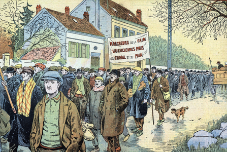 Pacific demonstration of striking miners affected by unemployment in the north of France, 1933 Illustration from “” Le pelerin”” 1933 Private collection