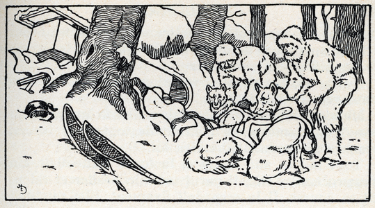 Illustration for White Fang written by Jack London, 1932