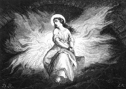 Representation of Saint Christina of Tyre (Christina of Bolsena or of Tyre). 19th century (engraving)