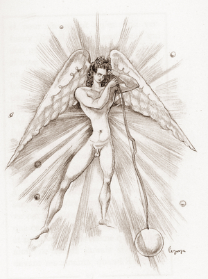 Speech by Phedrus: the origins of Eros (Phaedrus dialogue: the Eros oldest of the gods) Illustration by Georges Lepape (1887-1971) for “The banquet” by the Greek philosopher Plato (428-348 BC) (Symposium by Plato) 1953 Private collection