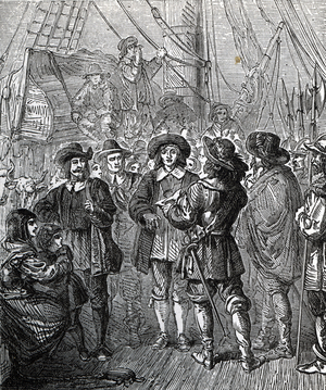 Great ejection in 1660: arrest of puritans about to leave england Engraving 19th century Private collection
