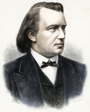 Portrait of Johannes Brahms (1833-1897), German composer, pianist and conductor (Portrait of Johannes Brahms) Engraving 19th century Private collection
