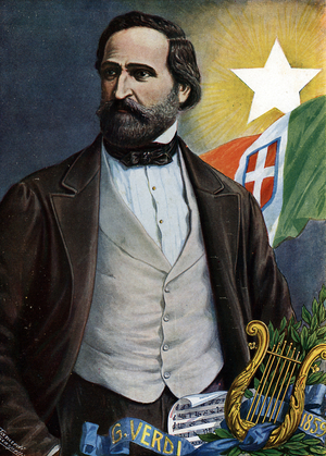 Portrait of the Italian composer Giuseppe Verdi (1813-1901) Illustration by Tancredi Scarpelli (1866-1937) from “Storia d'Italia” (History of Italy) by Paolo Giudici, 1930 Private collection