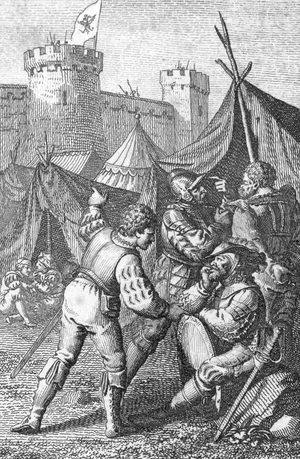 Confederation of the VIII cantons (Switzerland): “” Emperor Charles IV (1316-1375) besieging the city of Zurich around 1351 (Charles IV, Holy Roman Emperor besieging Zurich at the times of Old Swiss Confederacy (Old Confederacy of eight states) 1351) Engraving by Johann Michael Mettenleiter (1765-1853) 1800 Private collection