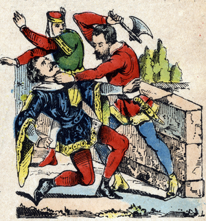 Assassination of John I of Burgundy, 19th century (Epinal print)