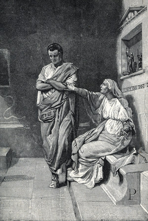 Roman antiquite: “” Cornelia (Cornelia Africana) (189-110 BC), mother of the Gracques and her son caius Sempronius Gracchus after the death of Tiberio Sempronio Gracco (162-133 BC)” Cornelie (Cornelia Africana) Cornelia, mother of the Gracchi and Caius Sempronius Gracchus after death of Tiberius sempronius Gracchus) Engraving 19th century Private collection