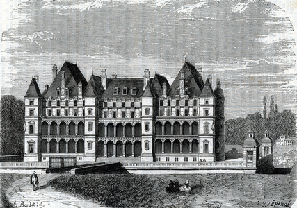 View of the chateau de Madrid built in Neuilly, on the edge of the Bois de Boulogne. 19th century (engraving from “The Royal Residences”)
