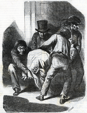 Kidnapping of duchess de Langeais Engraving from “” La duchesse de Langeais” by Honore de Balzac (1799-1850) 1834 Private collection