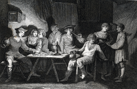 View of a Flemish brothel in the 17th century (a flemish brothel 17th century) Engraving from Histoire de la prostitution” by Pierre Dufour, 1861