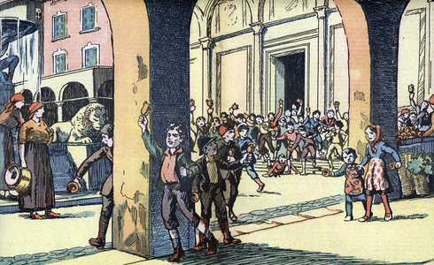 Children waving bells on Holy Saturday, Easter, Empoli Italy, 1933 (print)