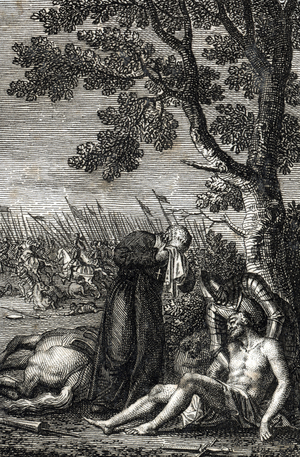 The Death of Adolph of Nassau at the Battle of Gollheilm on July 2, 1298 (Death of Adolf of Nassau at the Battle of Gollheim) Engraving by Johann Michael Mettenleiter (1765-1853) 1800 Private Collection