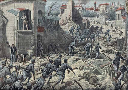 First World War: the Battle of Gorizia (Goritz) on August 9 - 10, 1916 (First World War: the Battle of Gorizia, Italy August 1916) Illustration taken from “” Le pelerin”” 27/08/1916 Private Collection Â