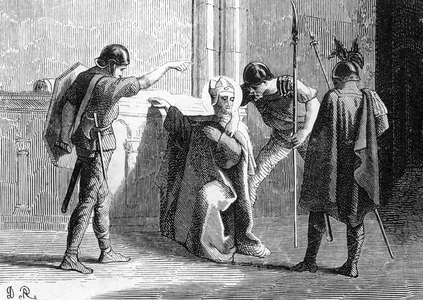 Representation of Saint Paulin de Nole (died 431) (Paulinus of Nola). 19th century (engraving)