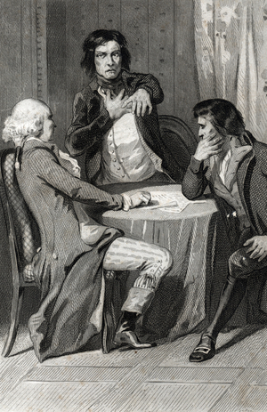 French revolution: meeting of royalist conspirators Engraving from “” Les francais sous la revolution” by Challamel and Tenint, 1843 Private collection Â