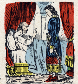 The death of King Louis VI said the big on August 1st 1137 in the presence of his son Louis VII. Epinal picture 19th century (engraving)