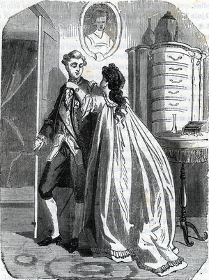Portrait of King Louis XV (1710-1774) and his favorite Jeanne-Antoinette Poisson, Marquise de Pompadour (1721-1764). 19th century (engraving from 'L'Alcove des rois' by Beaujoint)
