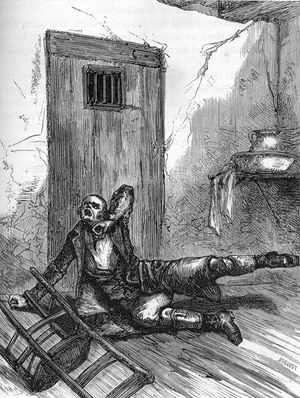 Suicide of jean Charles Pichegru (1761-1804) in prison, 1804. 19th century (engraving from  “Histoire des tuileries” by Beaujoint)