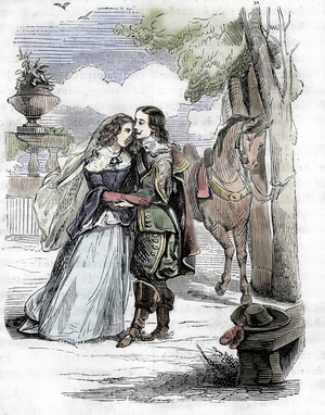 The last meeting between Marie Mancini and King Louis XIV before her departure to Brouage, exile arranged by Cardinal Mazarin to keep her away from the King. 19th century, (engraving).
