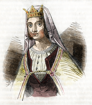 Portrait of Theodelinde de Baviere (573-627) Bavarian princess, wife of the kings of the Lombards Authari then Agilulf (Theodelinda, queen of the Lombards) drawing drawn from “” I misteri del vaticano””” by Franco Mistrali 1843