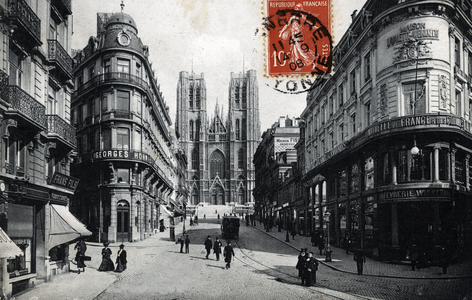 View of the church of Saint Gudule in Brussels, Belgium 1908 (View of st Gudule church in Brussels, Belgium) Postcard 1908