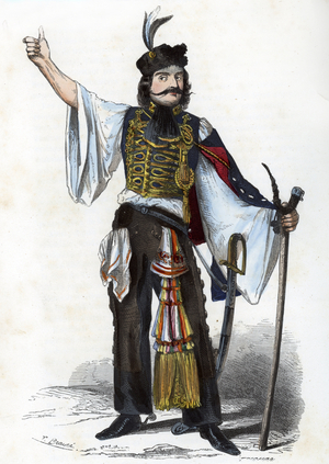 Portrait of the leader of the country electors, Hungary Engraving from “” La Hungary historique”” 1851 Private collection