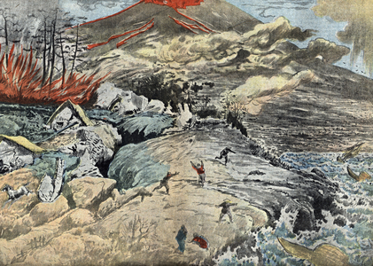 Japanese Volcano Mount Asama, Japan (Eruption of Mount Asama, Japan) Illustration from “” Le pelerin”” january 1921 Private collection