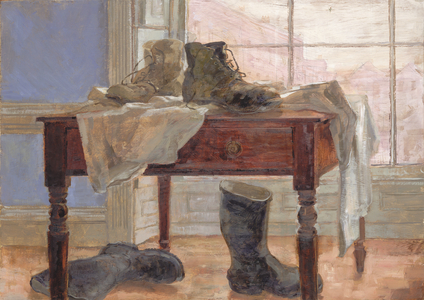 Boots on Table (oil on panel)