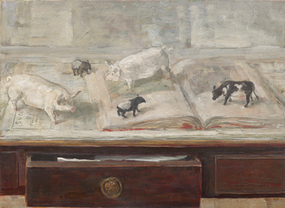 Fresian Pigs and Tapirs (oil on panel)