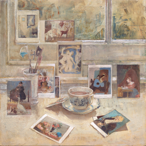Postcards (oil on panel)