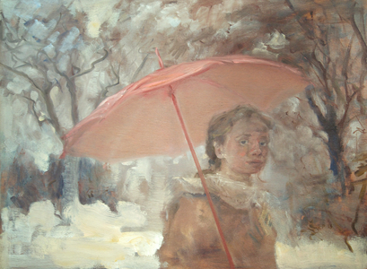 Walking In Winter (oil on panel)