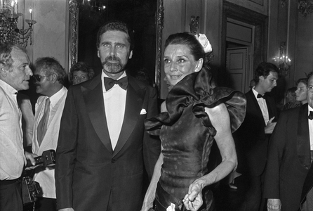 English actress Audrey Hepburn with Robert Wolders at the Tribute to Ingrid Bergman Gala, Venice, 1983 : With Robert Wolders