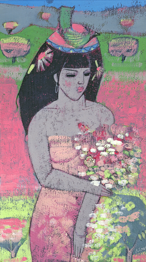 Dressed as Flora (oil on board)
