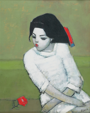 Lizzie in White (oil on board)