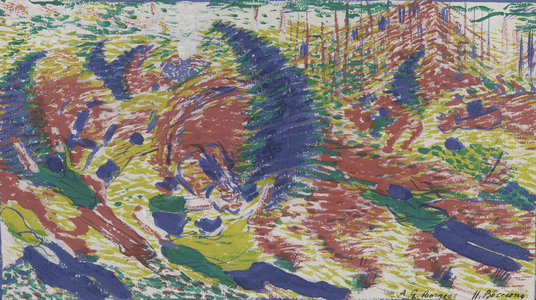 Study for 'The City Rises', 1910 (tempera on paper laid down on board)