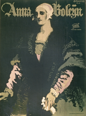 Poster for the German film 'Anna Boleyn' (Anne Boleyn) directed by Ernest Lubitsch, 1920 (colour litho)