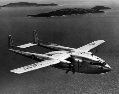 WWII:The Fairchild C-119 Flying Boxcar is an American military cargo aircraft developed after World War II in the line of the Fairchild C-82 Packet.
