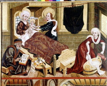 Birth of Saint John the Baptist. Anonymous painting. 1500 approx. Unterlinden Museum, Colmar (68).