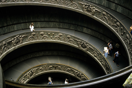 Staircase of the Vatican Museum in Rome, Italy.